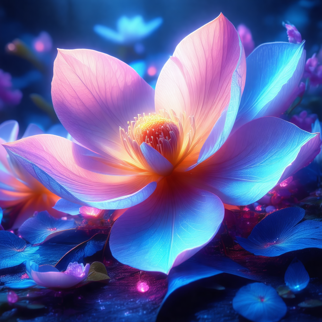 Beautiful flower with a vibrant pink and blue color scheme