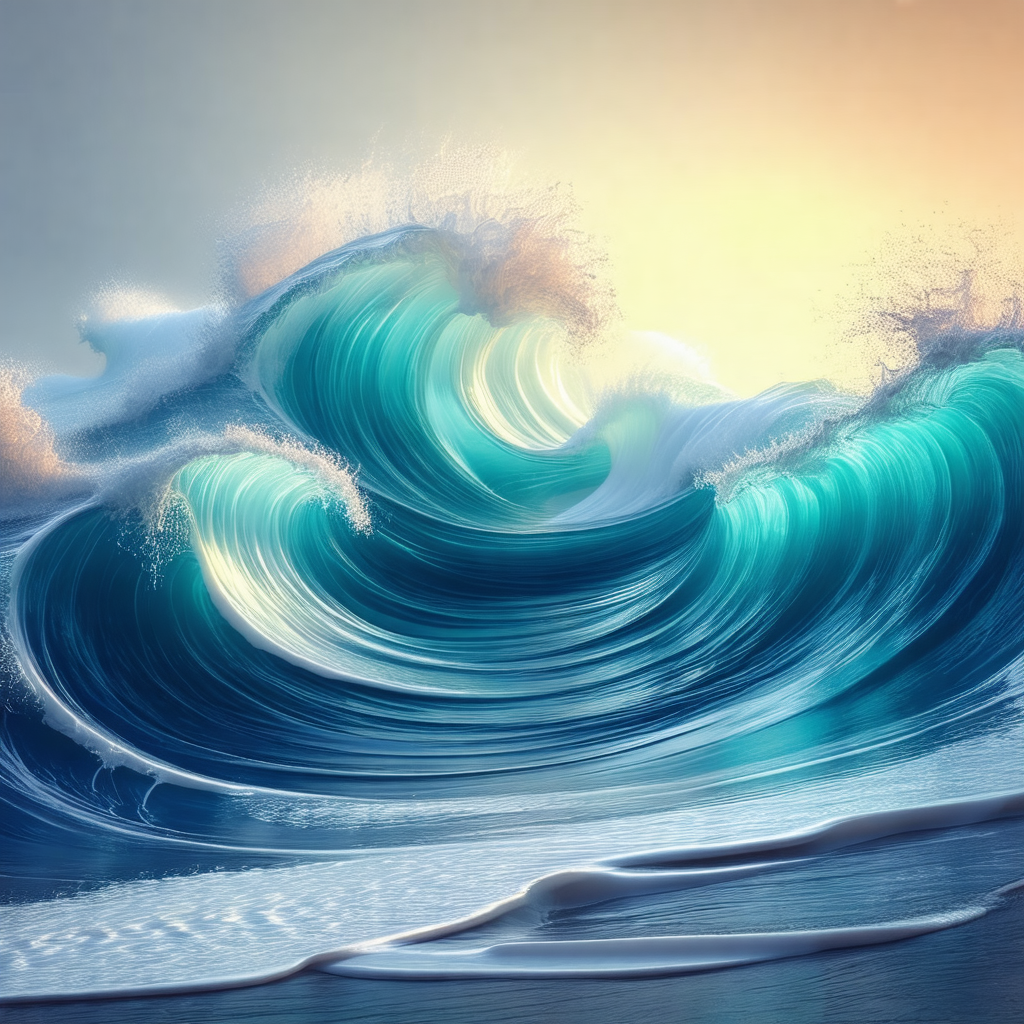 Large wave crashing into the shore, creating a dramatic s...