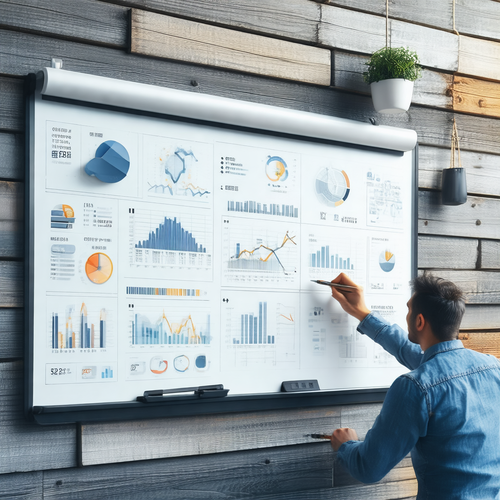 Man standing in front of a large whiteboard, which is fil...