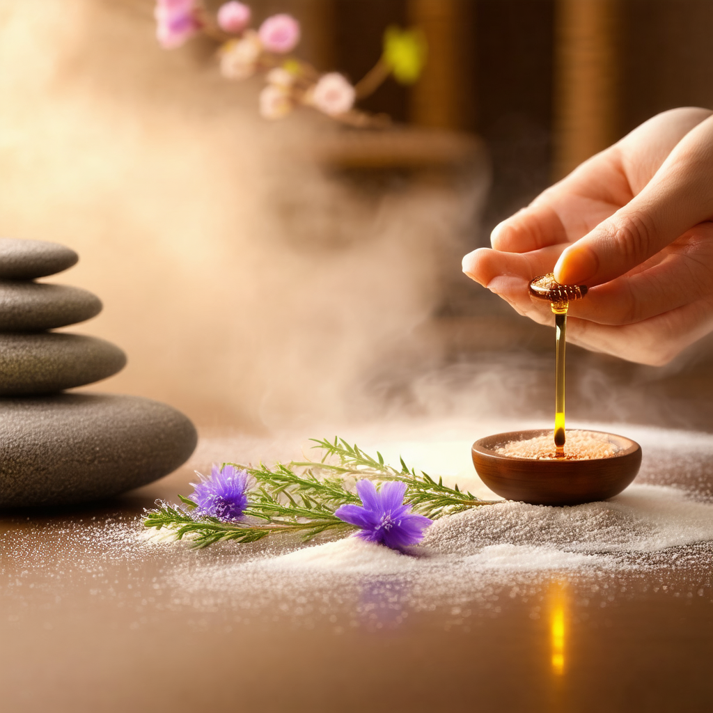 Person's hand holding a small bowl filled with oil