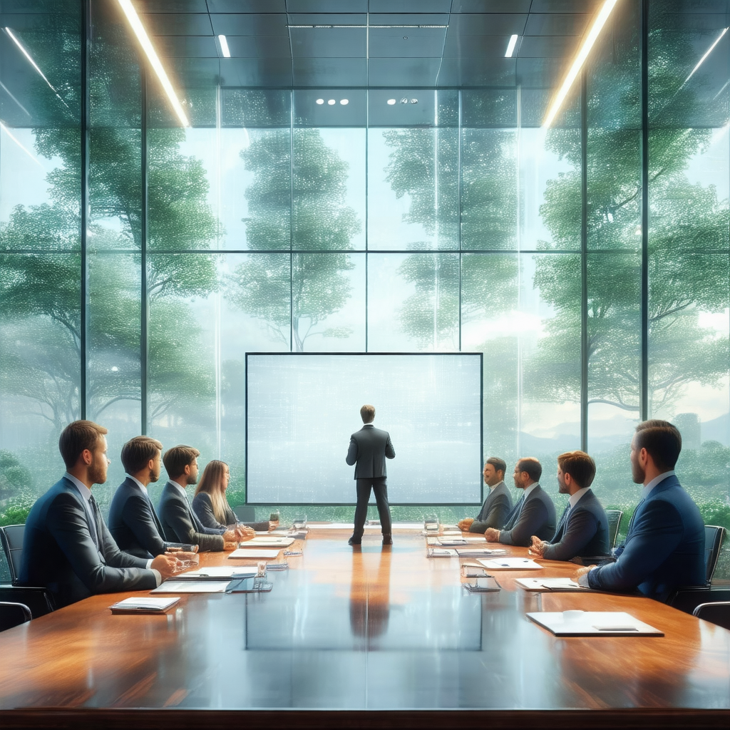 Group of business people gathered in a conference room, e...