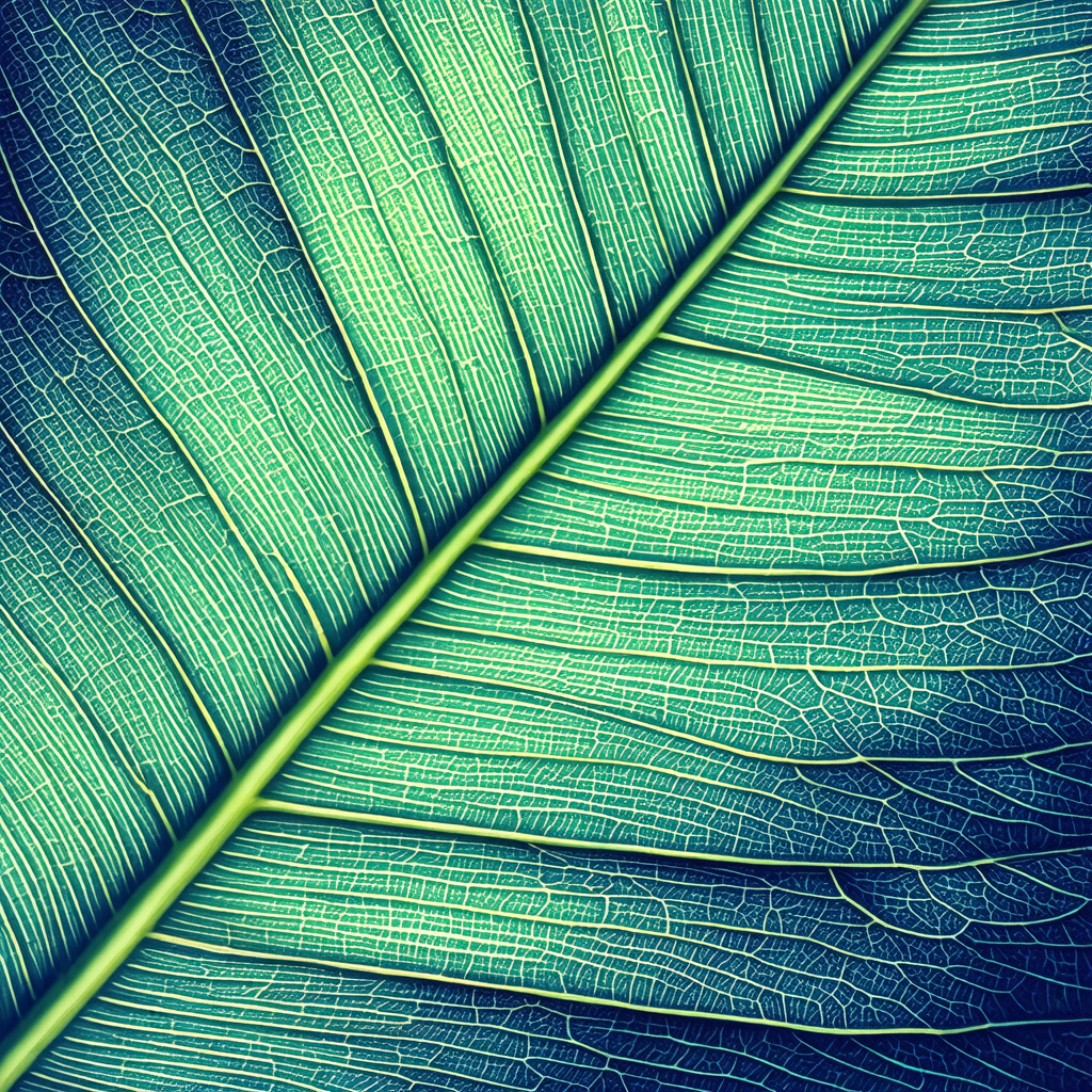 Large green leaf with a long, thin stem
