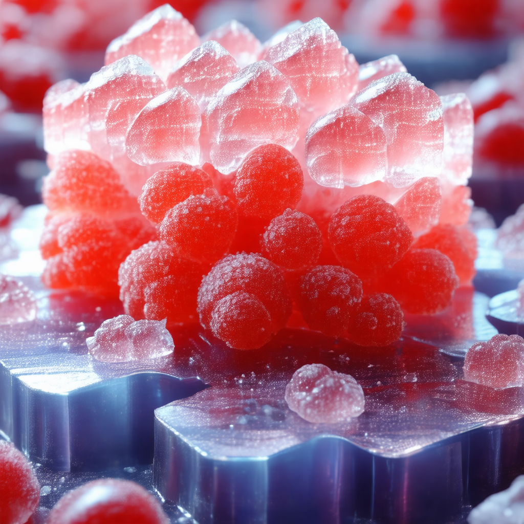Close-up of a pink and red candy, which appears to be a p...