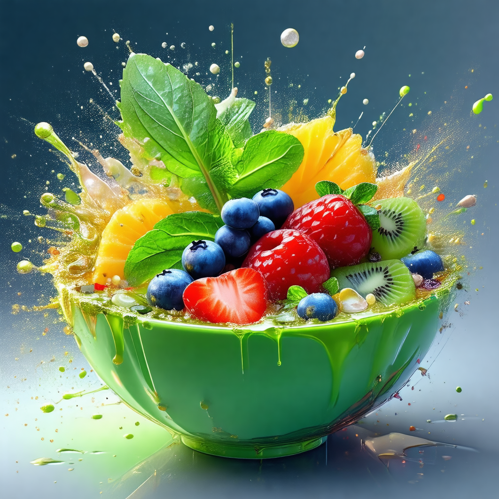 Large bowl filled with a variety of fruits and vegetables