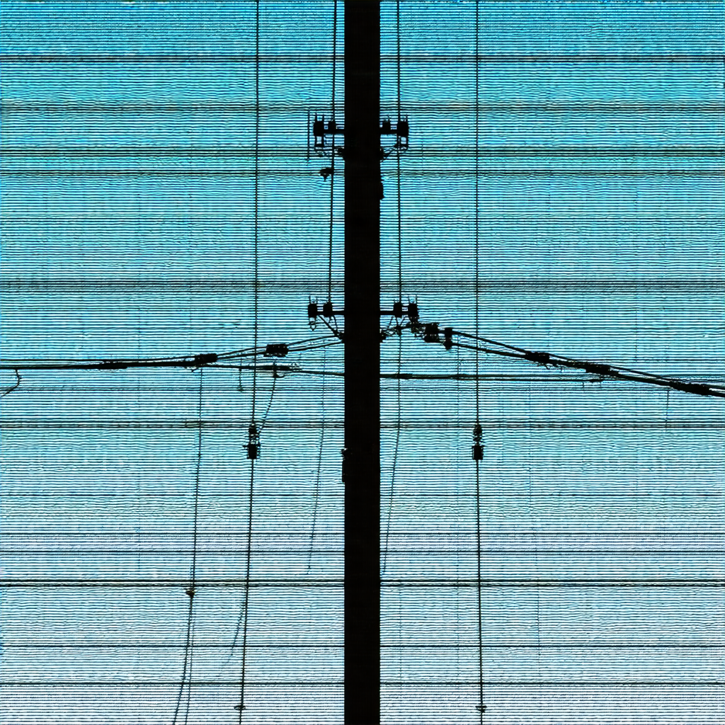 Tall tower with a large number of power lines running thr...
