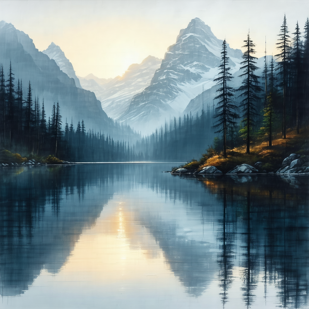 Serene mountain lake surrounded by a forest