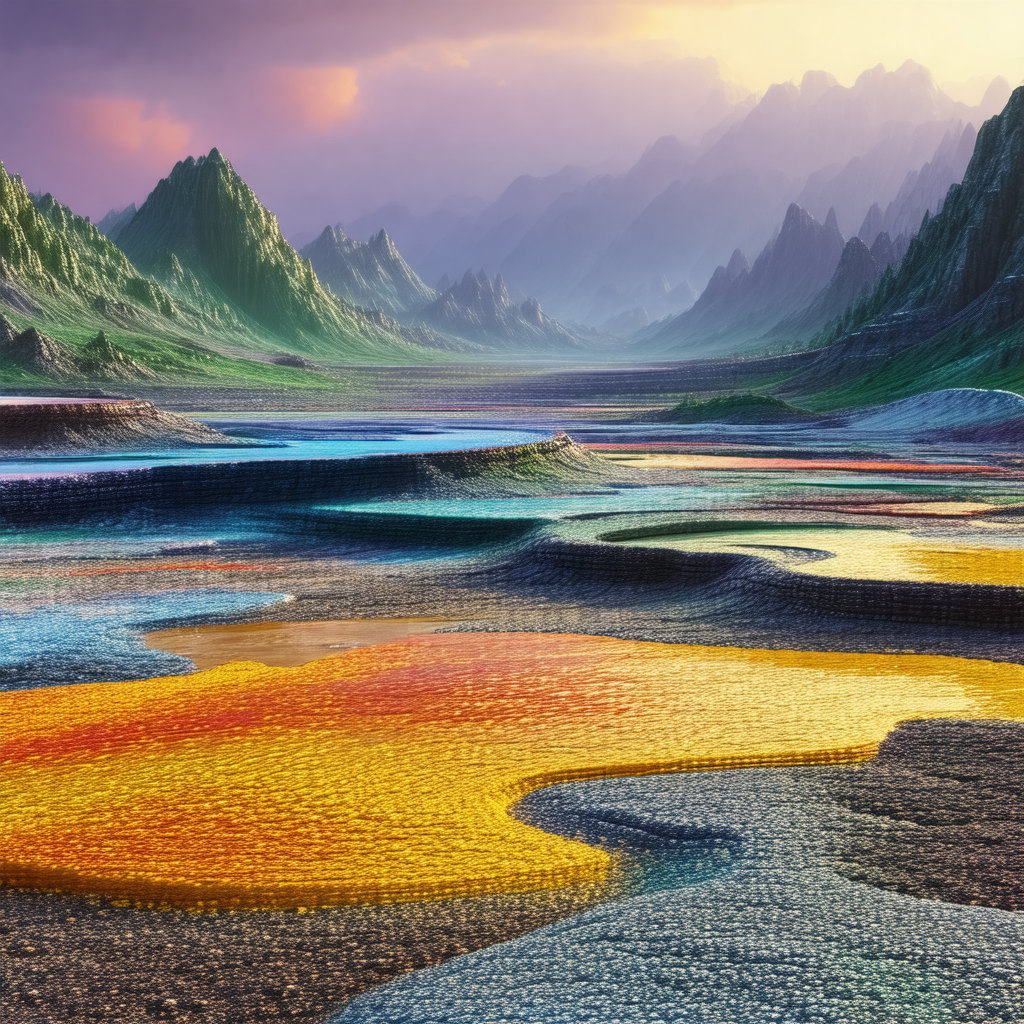 Beautiful landscape with a river flowing through a valley