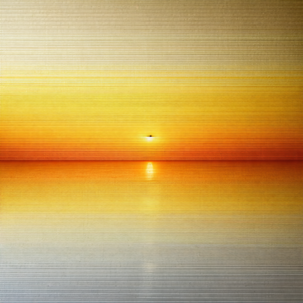Captures a beautiful sunset over a large body of water