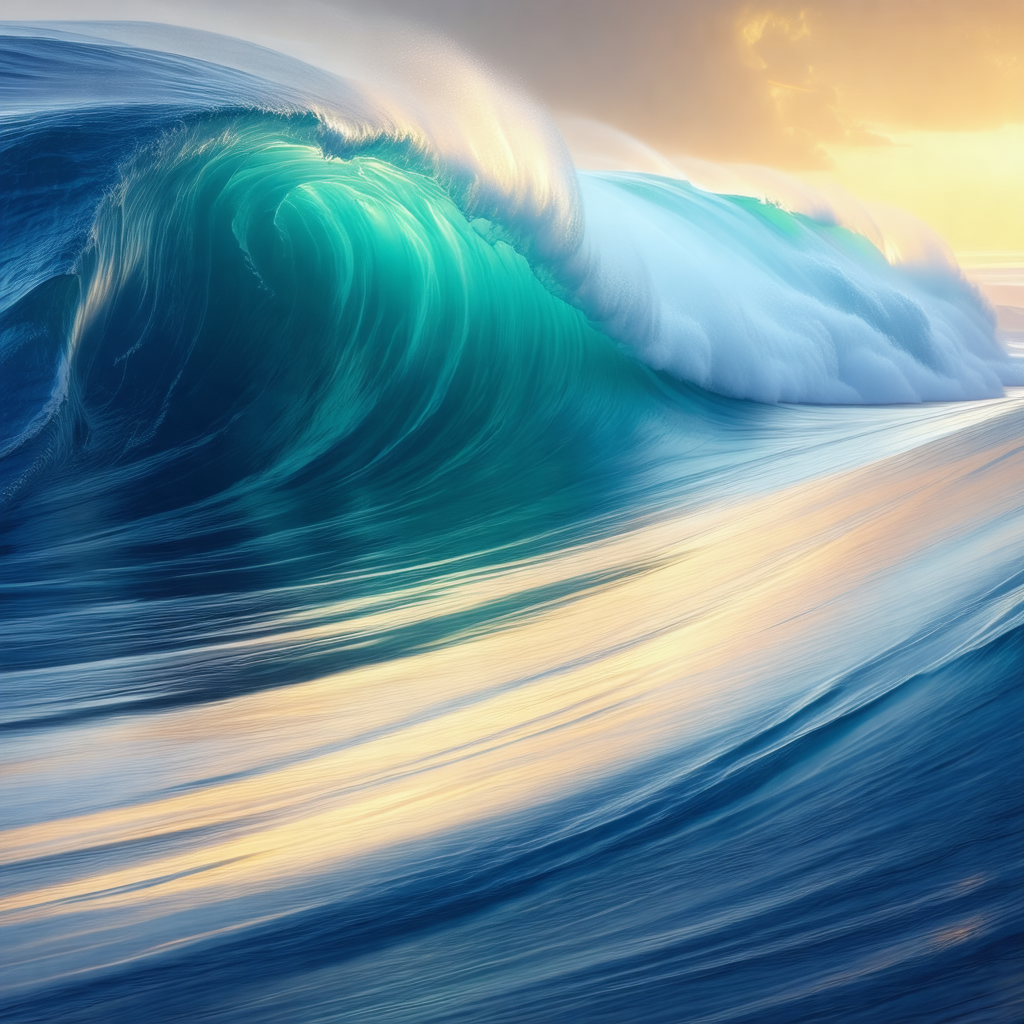 Captures a beautiful scene of a large wave crashing into ...