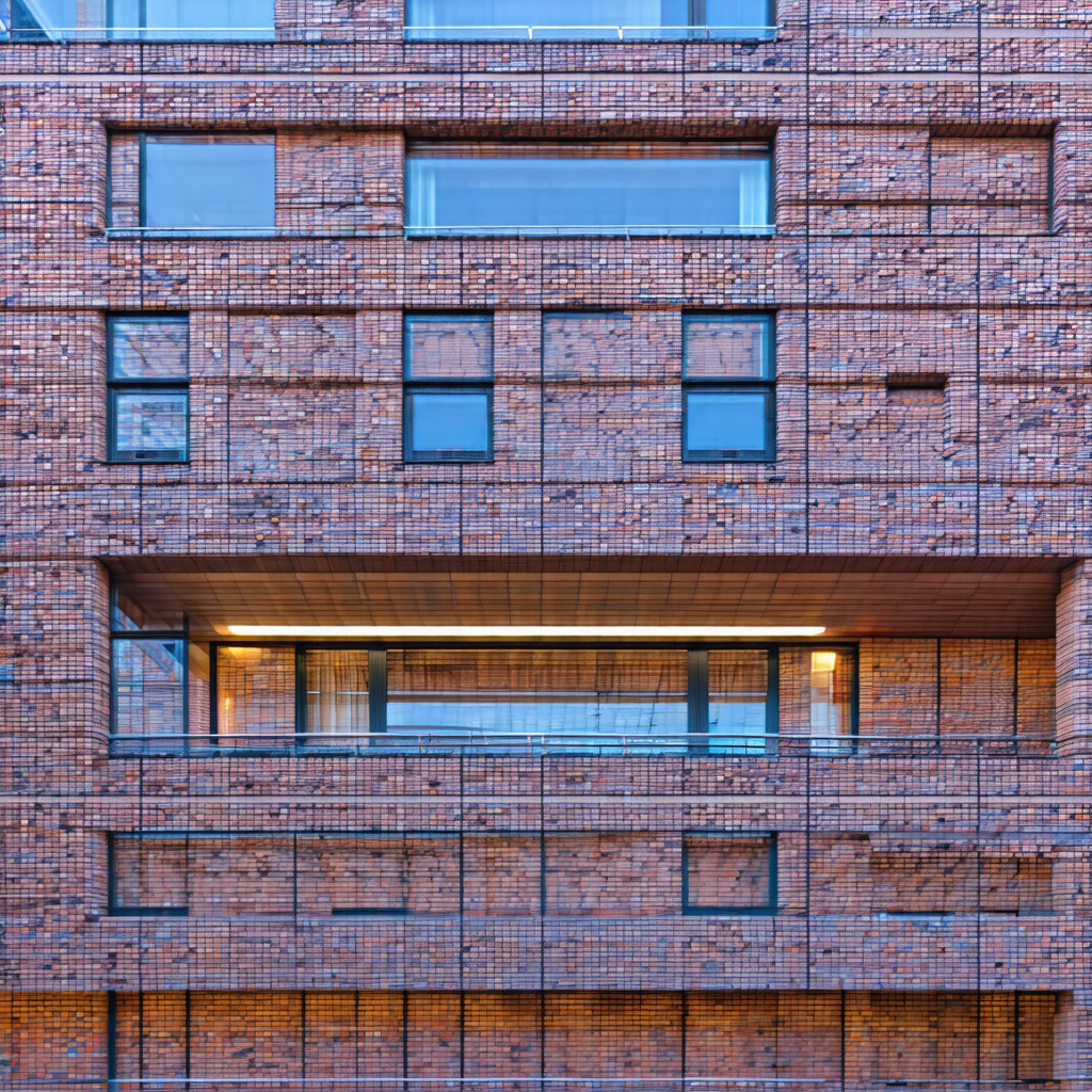 Large brick building with a balcony on the side