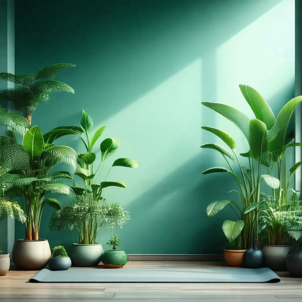 Room with a green wall and a blue wall, both adorned with...