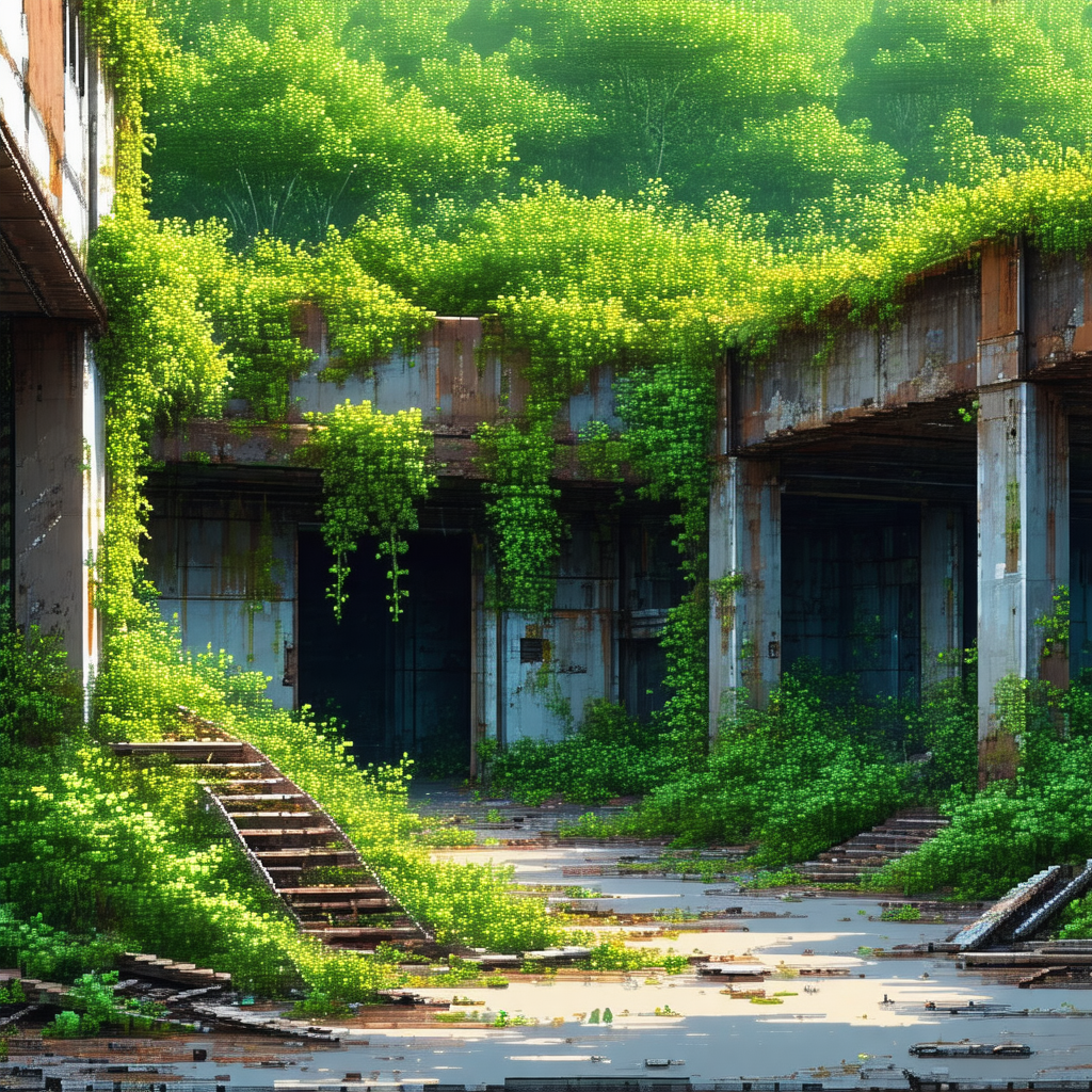 Large, old building with a lush green vine growing up its...