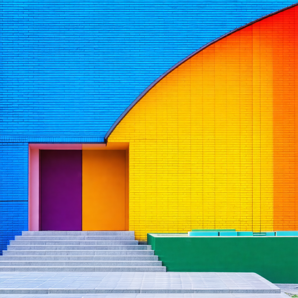 Colorful building with a rainbow-colored door