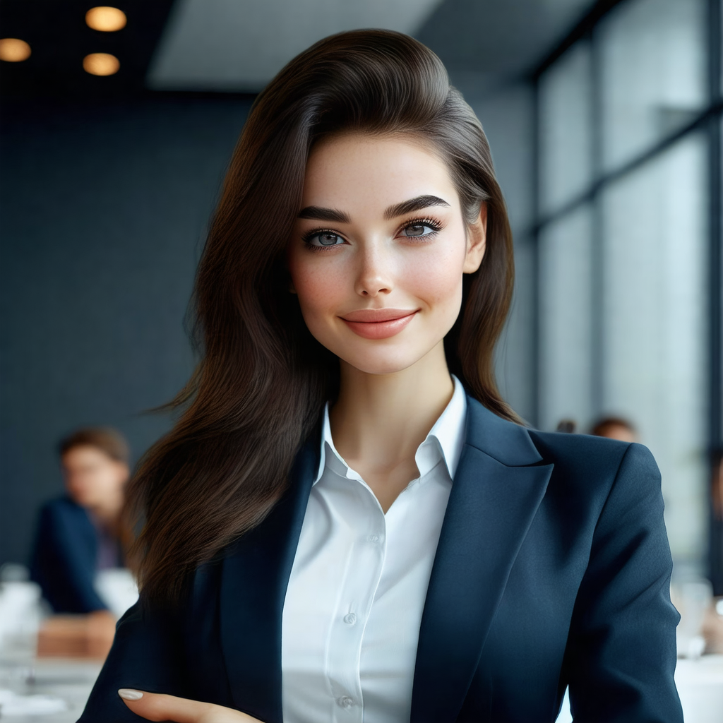 Beautiful young woman wearing a suit and tie, standing in...