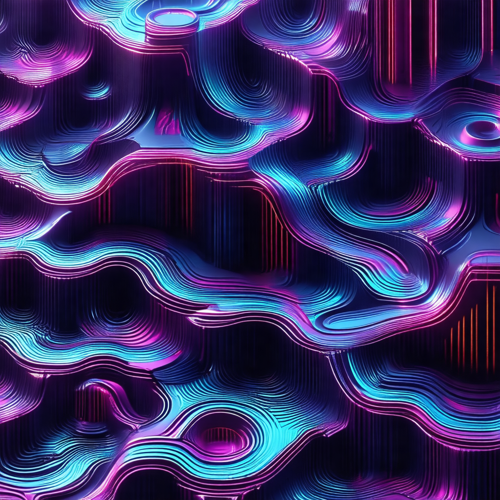 Purple and blue abstract art piece, which appears to be a...