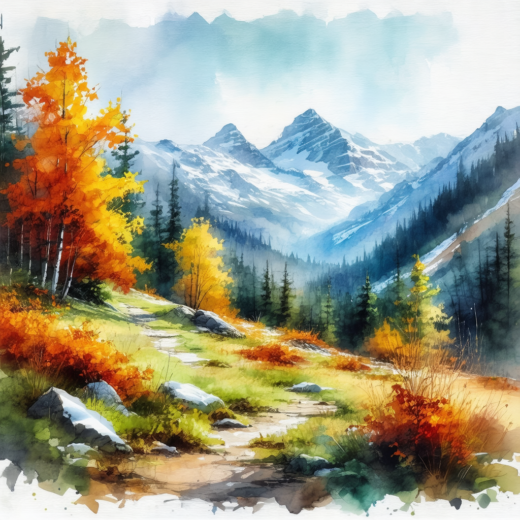 Beautiful mountain landscape with a trail leading up the ...