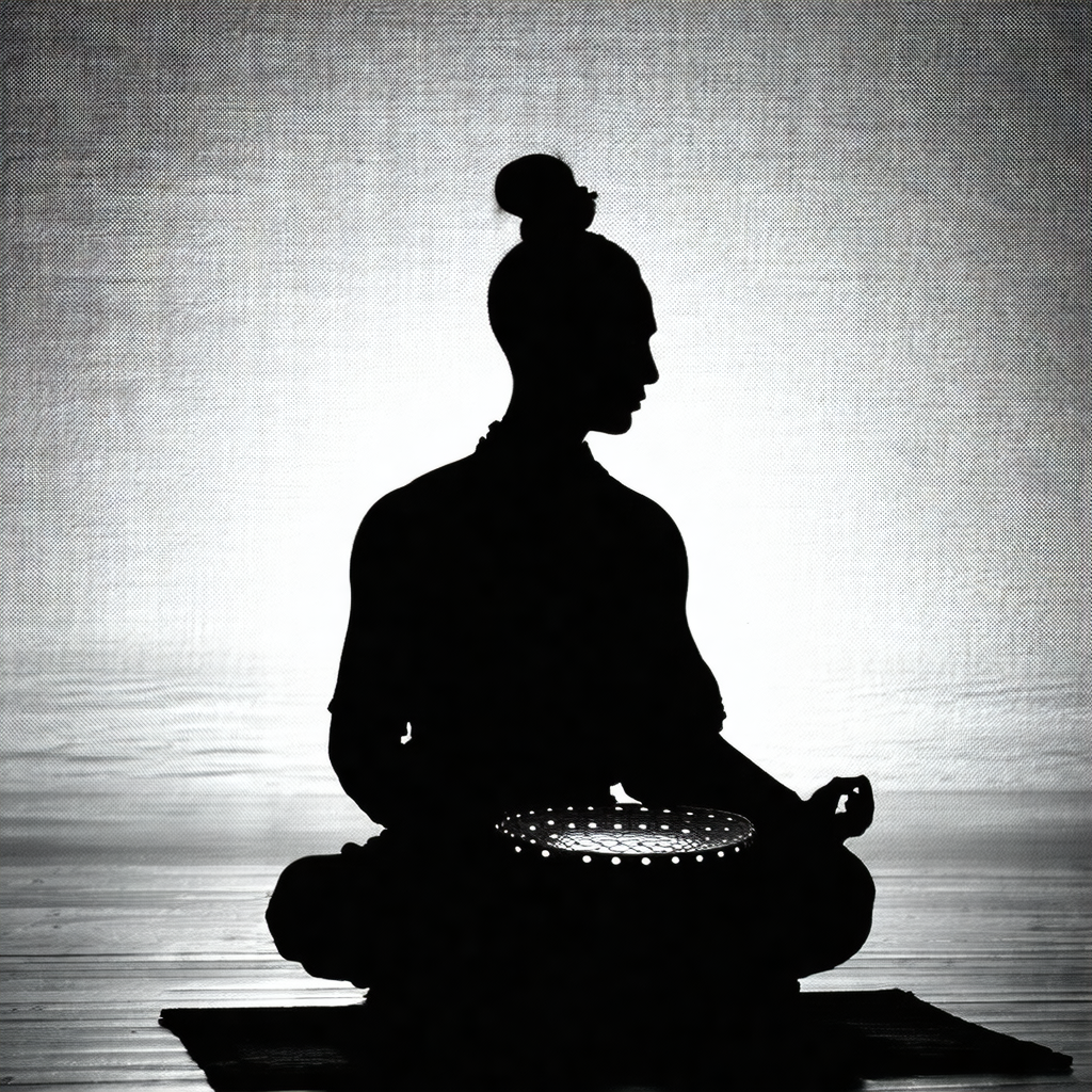 Man sitting in a lotus position on a rug