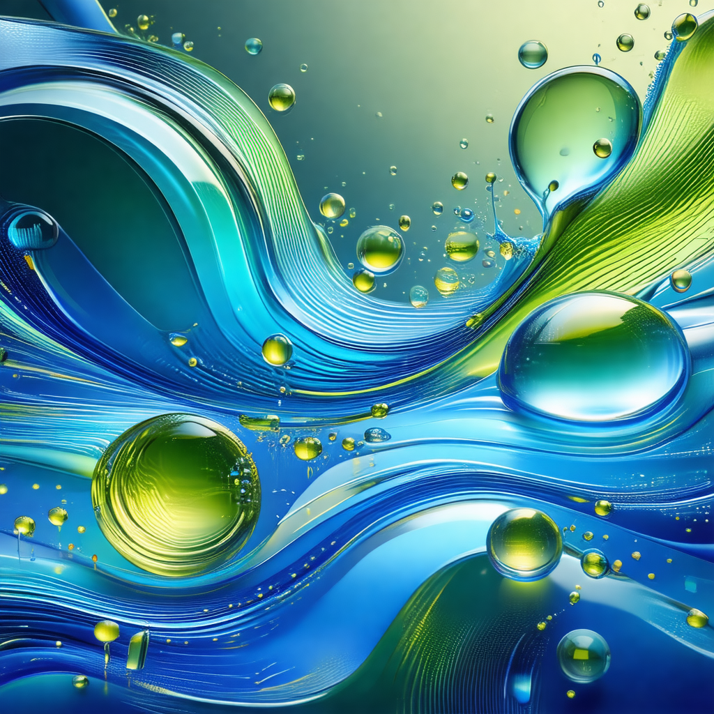 Vibrant blue and green ocean scene with a variety of bubb...