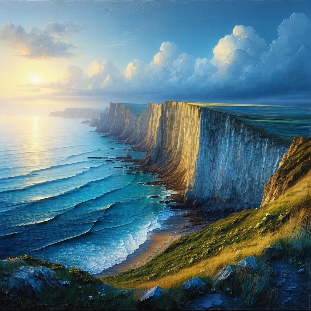 Beautiful coastal scene with a large cliff overlooking th...