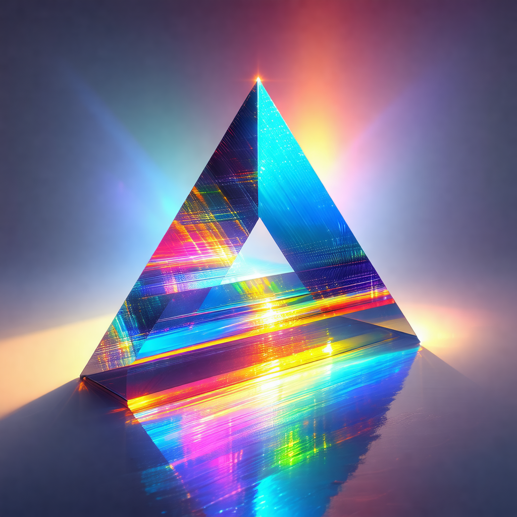 Large, colorful triangle made of glass