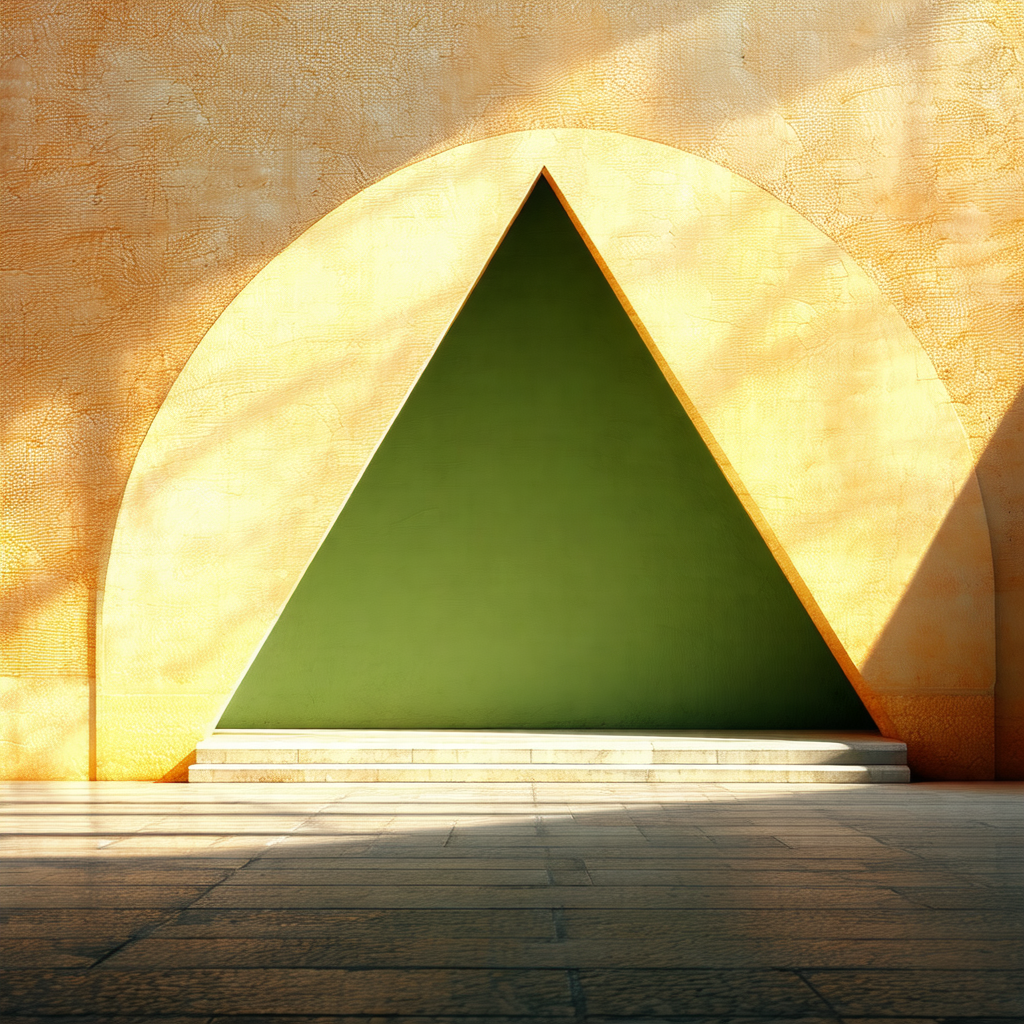 Large, bright green triangle on a wall
