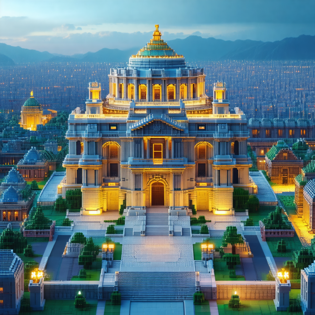 Computer-generated (cgi) model of a large, ornate buildin...