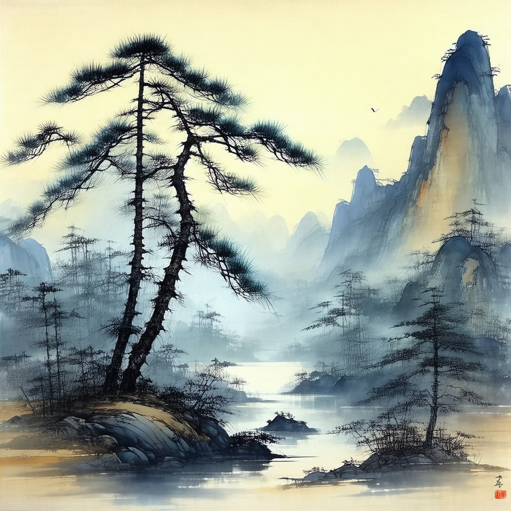 Beautiful mountain landscape with a river flowing through it
