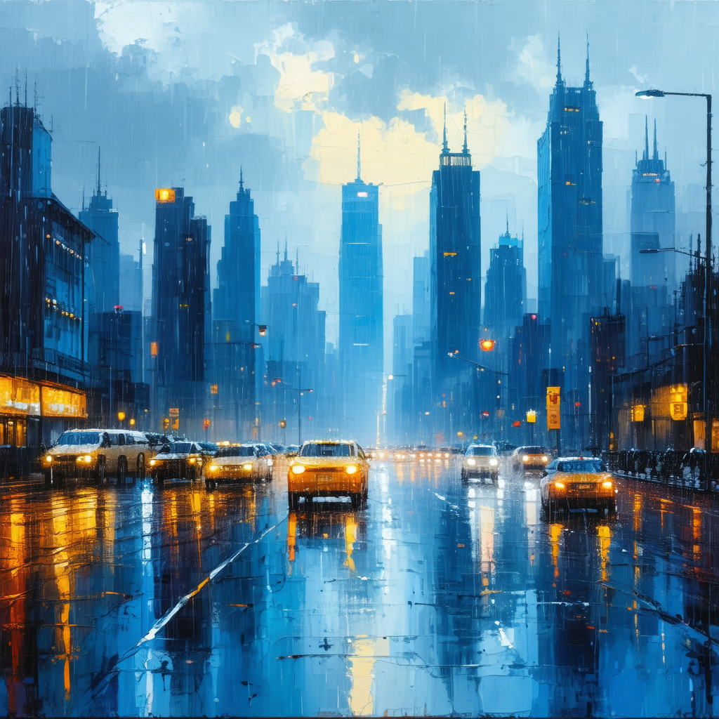 Busy city street at night, with a large number of cars dr...