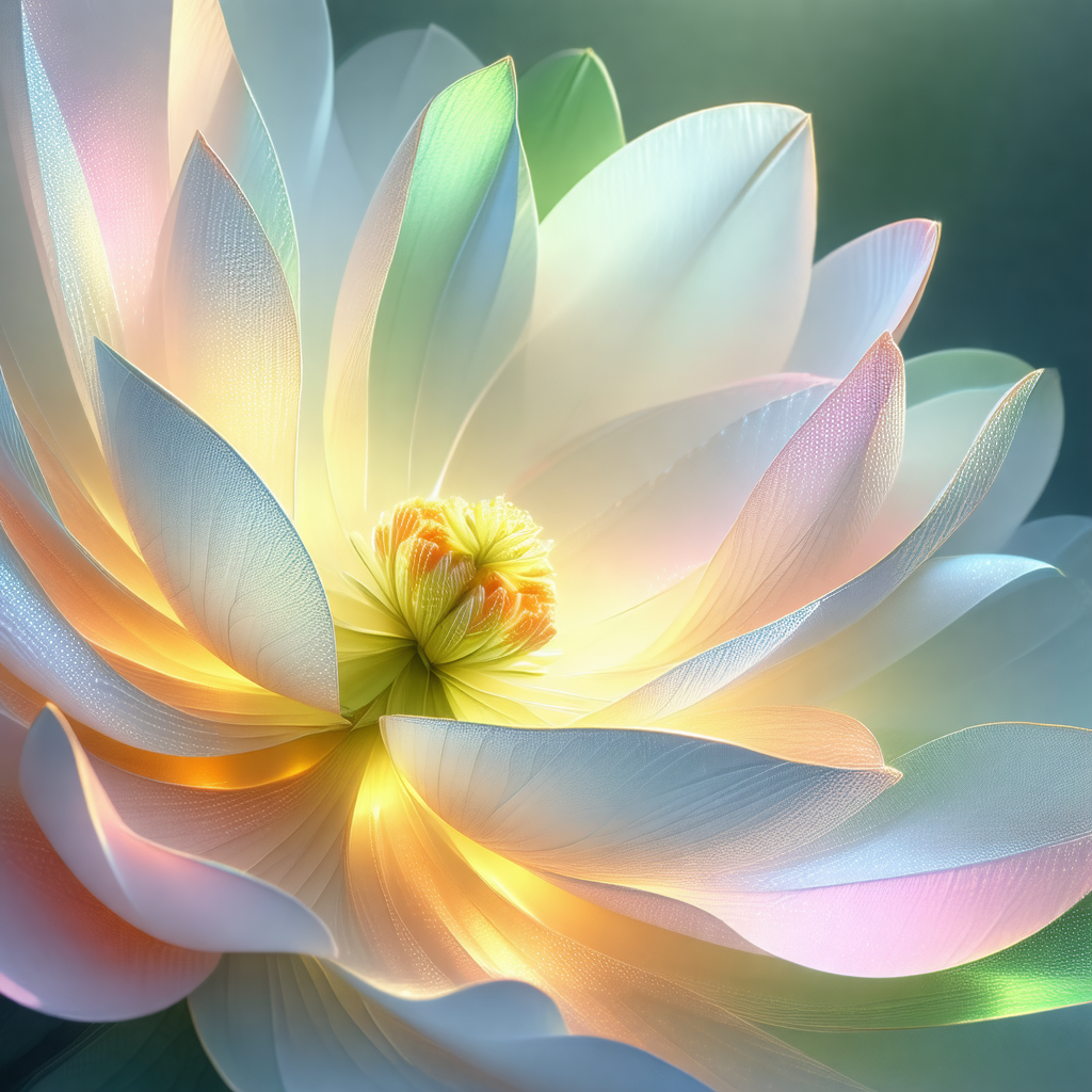 Beautiful white flower with a yellow center, sitting in a...