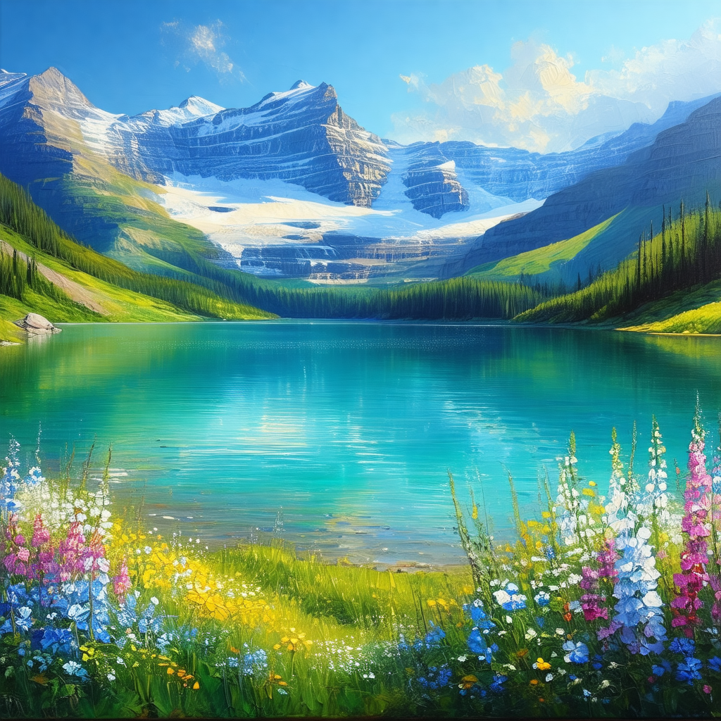 Serene mountain lake surrounded by a lush green forest