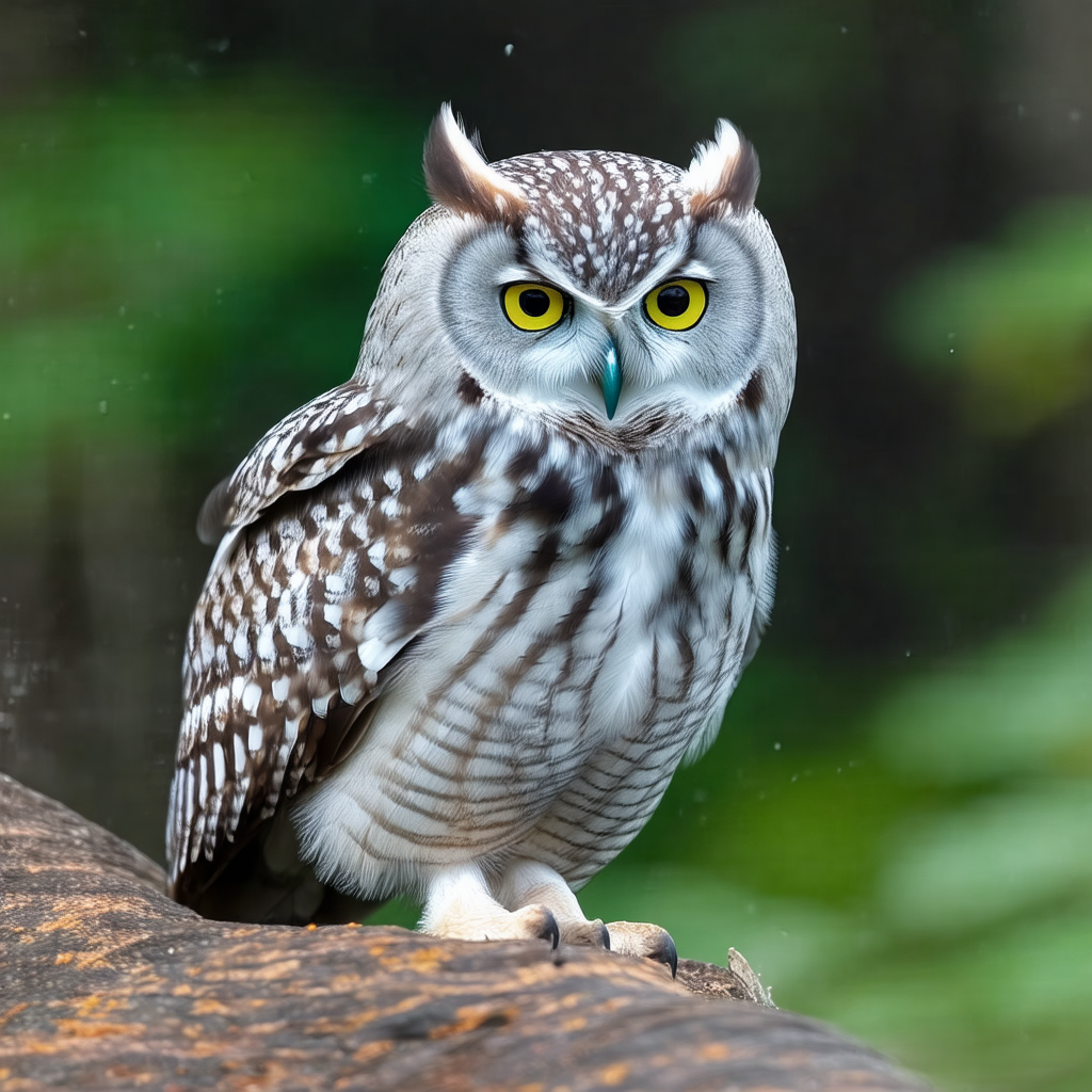 Small owl perched on a tree branch