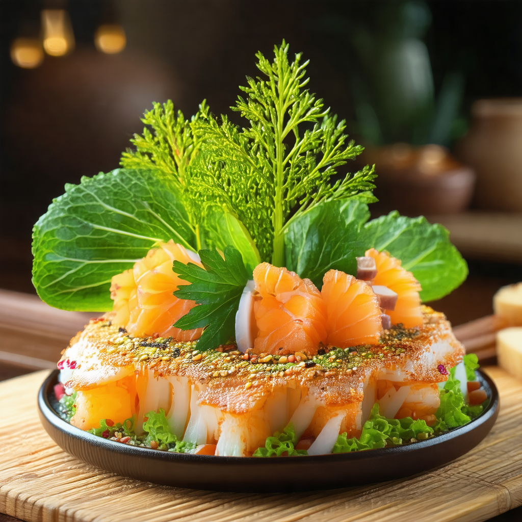Delicious sushi platter with a variety of seafood and veg...