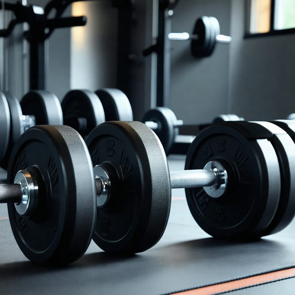 Gym with a variety of weightlifting equipment