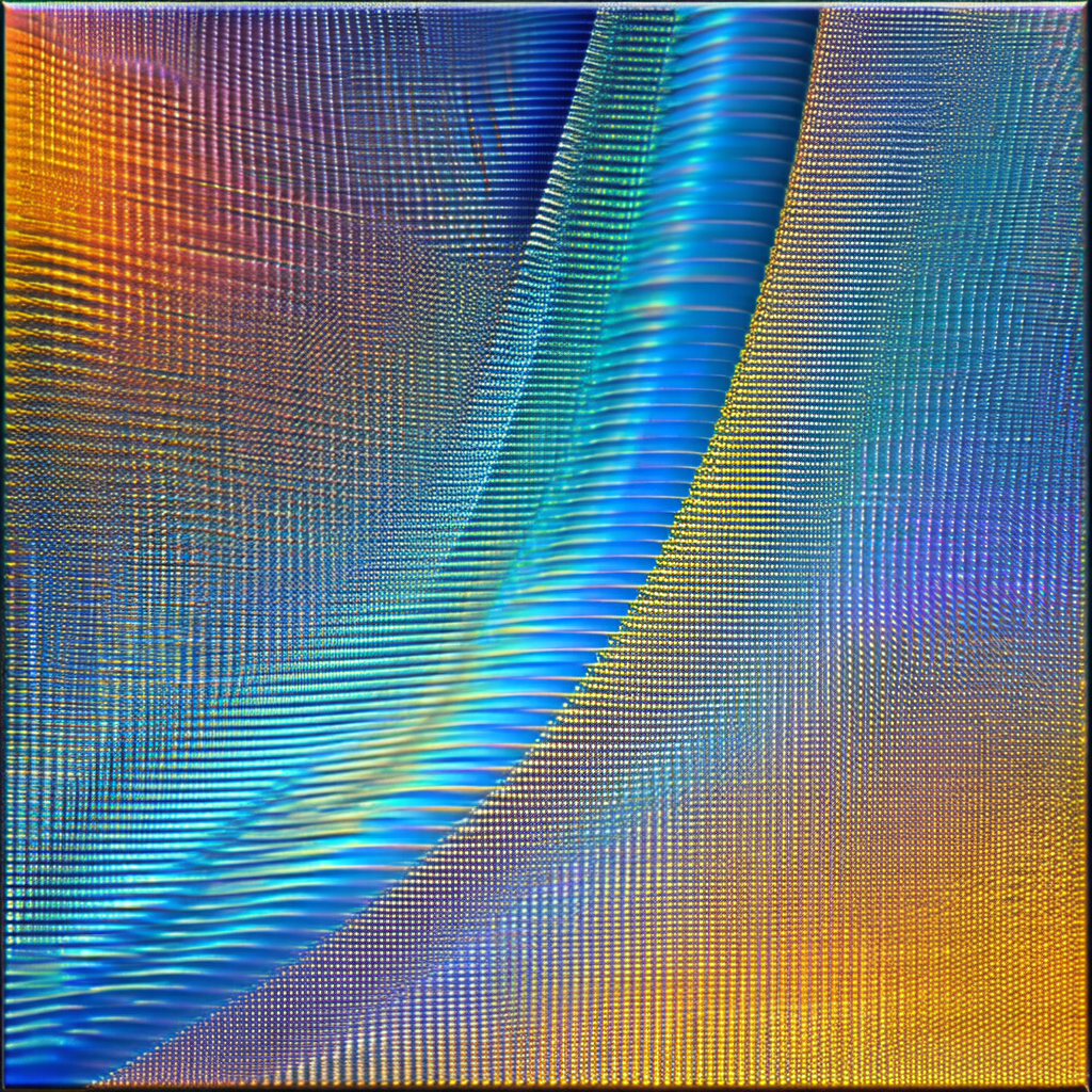 Colorful, abstract art piece featuring a blue and yellow ...