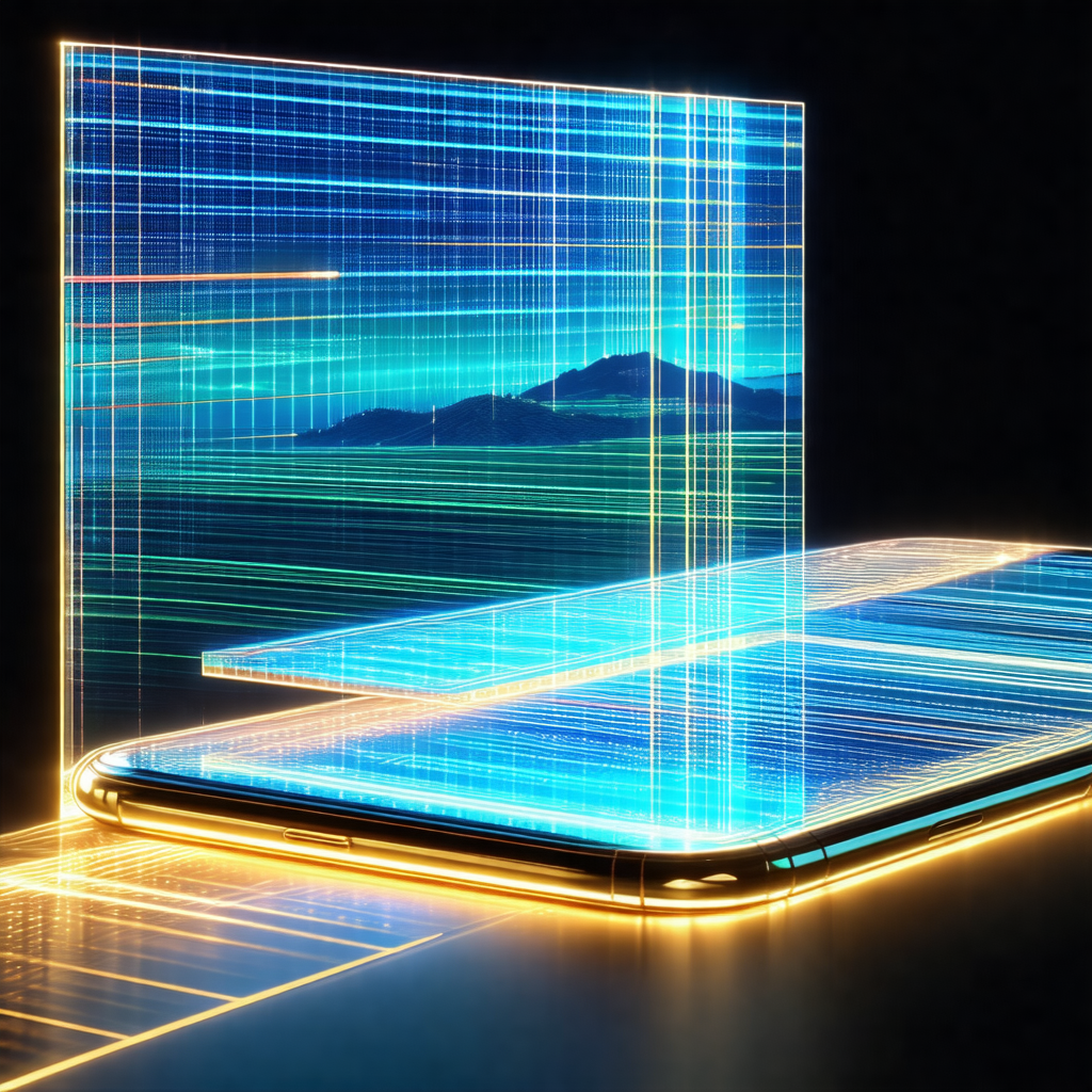 Cell phone placed on a table, with a blue background illu...