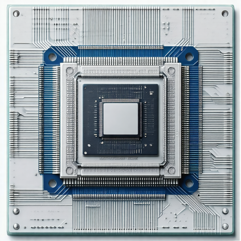 Close-up of a computer circuit board with a blue background