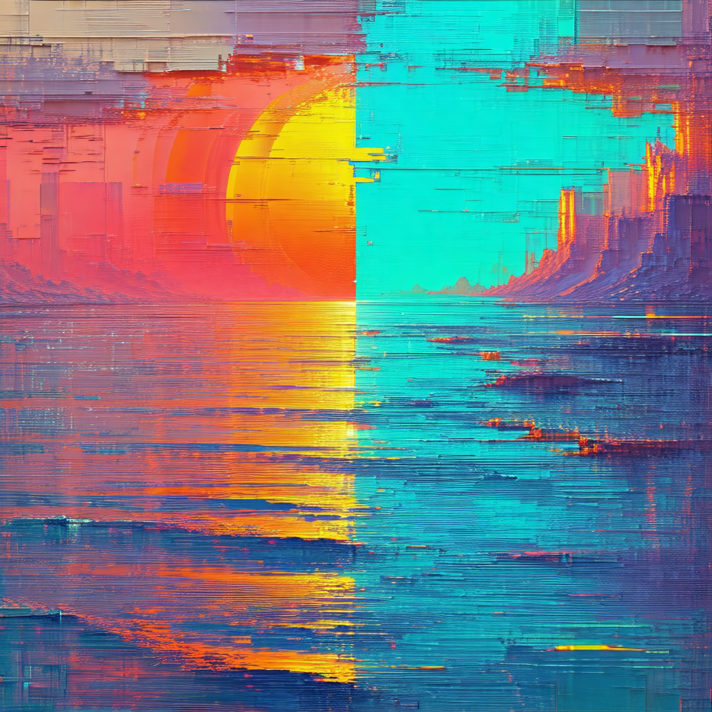 Vibrant and colorful painting of a beach scene