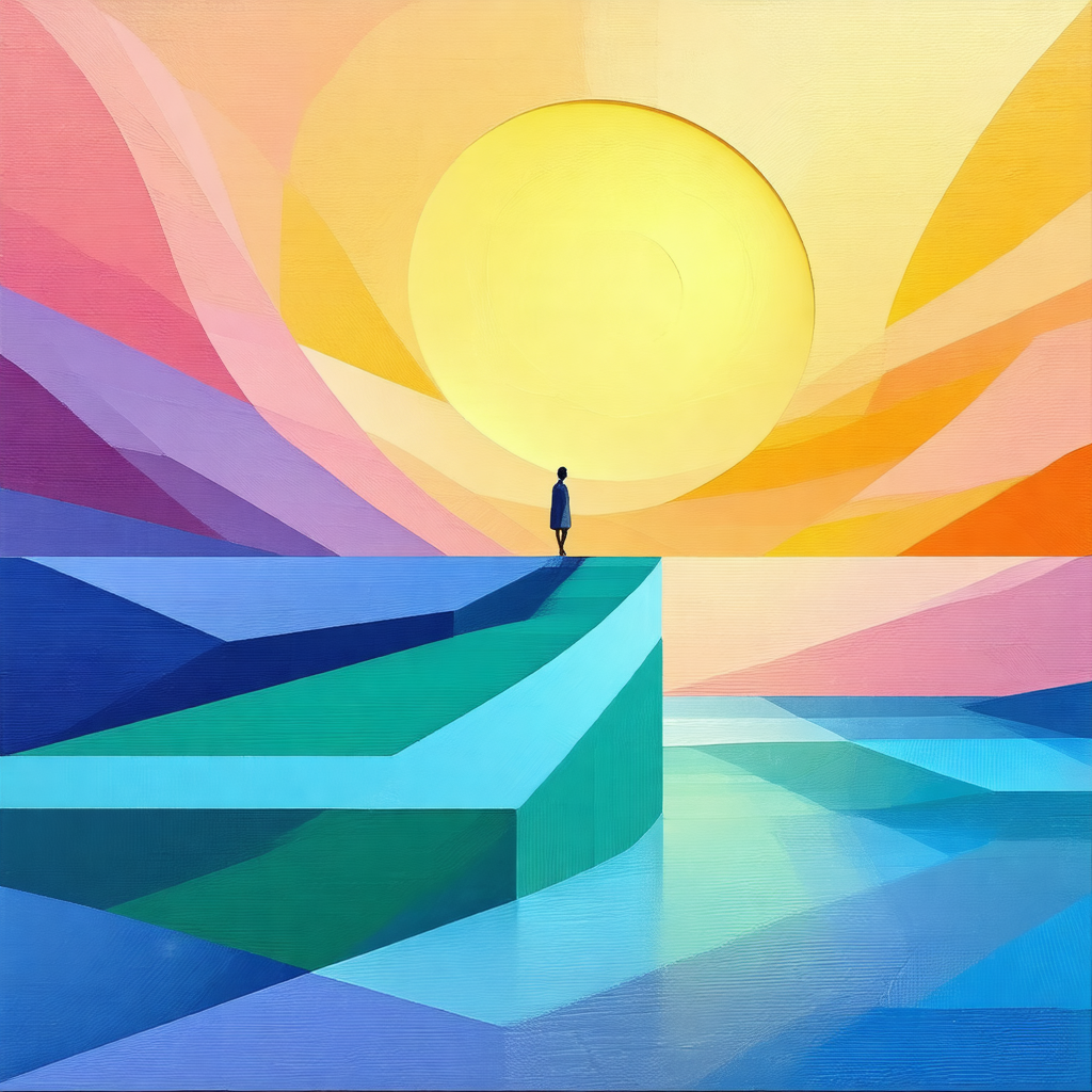 Person standing on a cliff overlooking a body of water