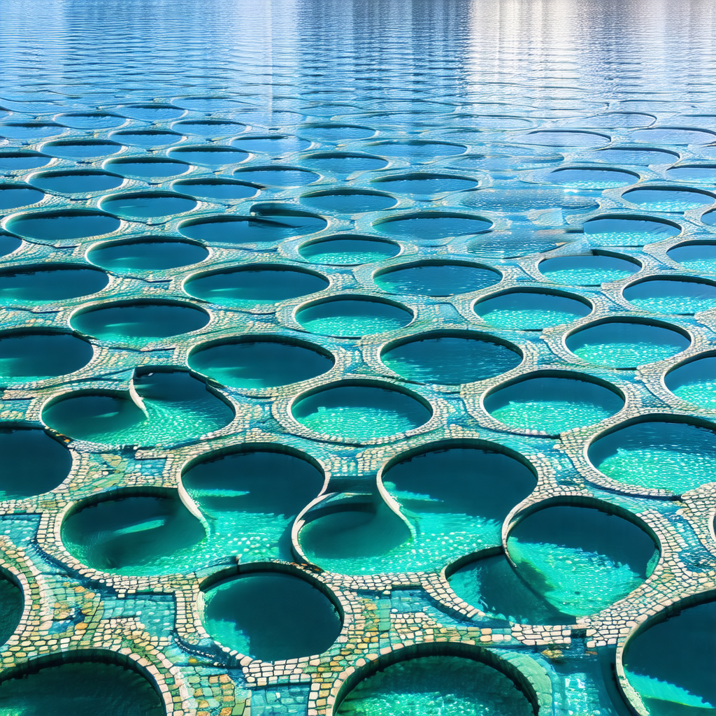 Large body of water, possibly a lake or a swimming pool, ...