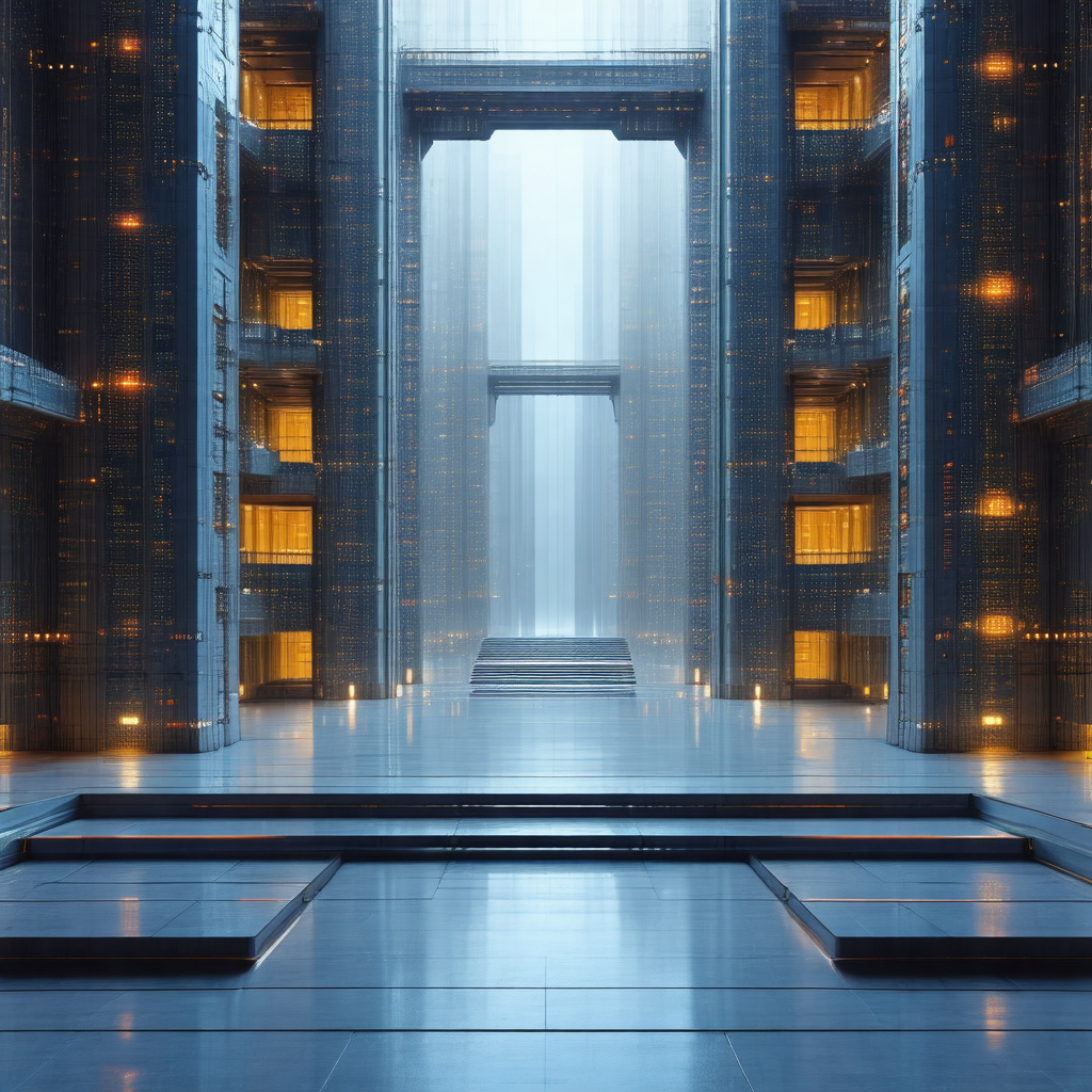 Large, modern building with a long hallway