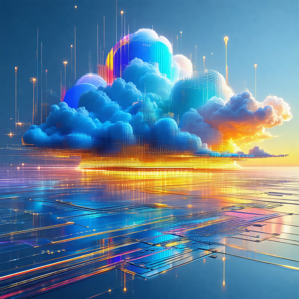 Futuristic, computer-generated illustration of a cloudy sky