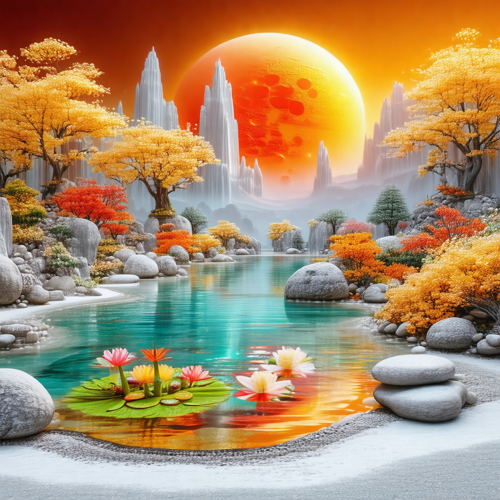 Serene scene of a pond surrounded by a forest
