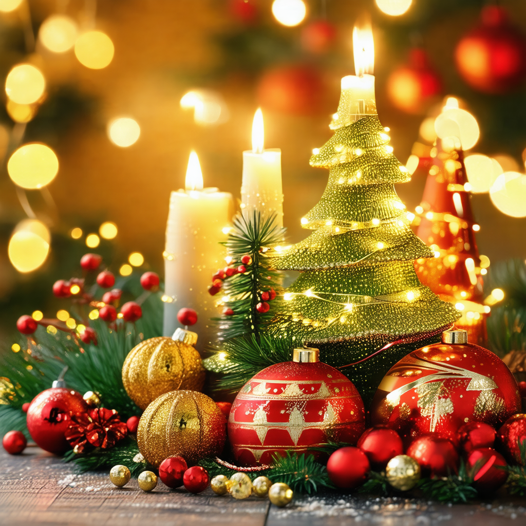 Beautifully decorated christmas tree with a variety of or...