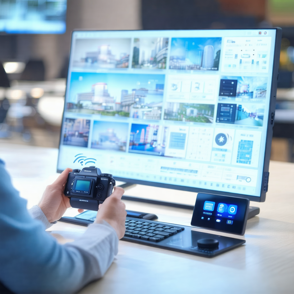 Person sitting at a desk in front of a large computer mon...