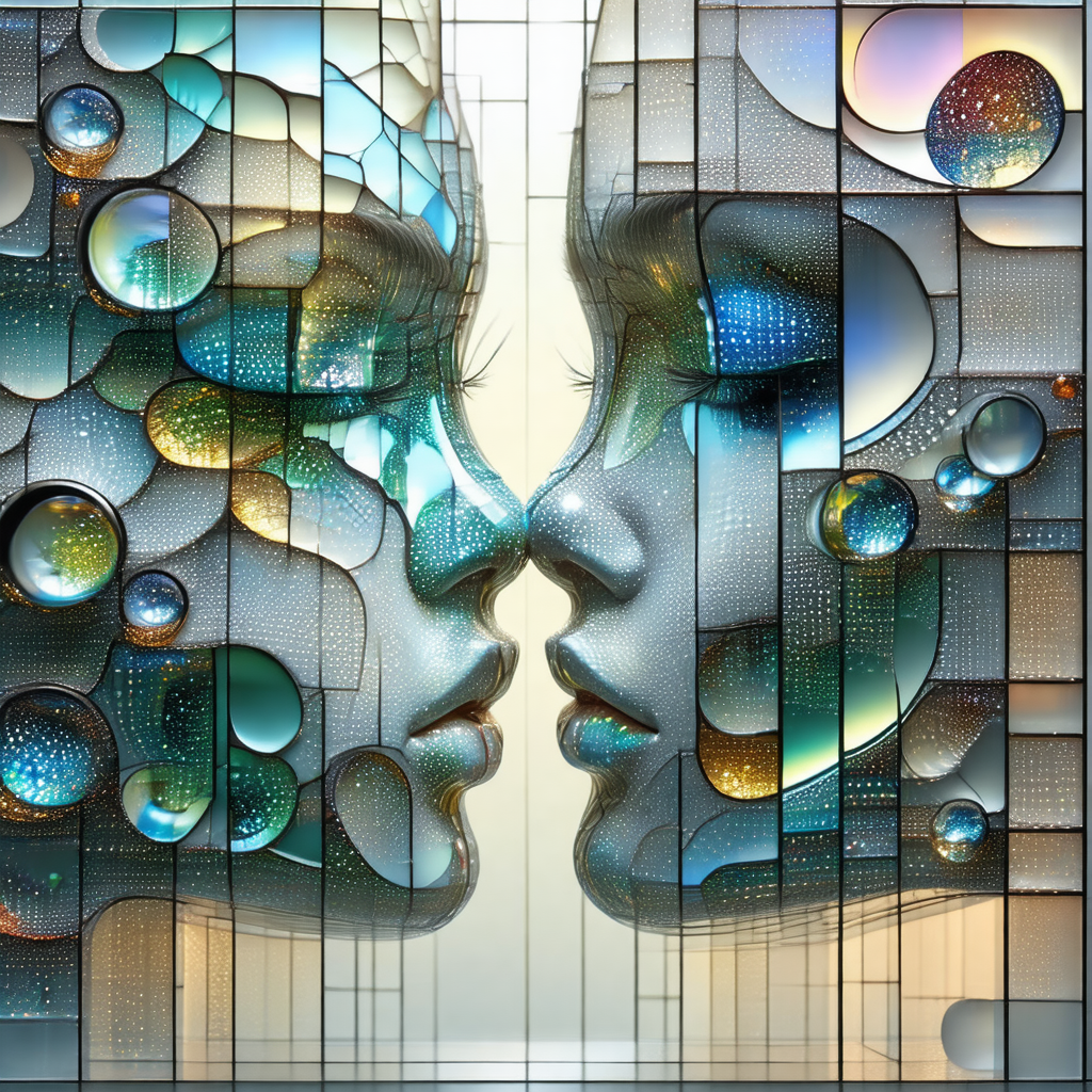 Stunning artwork of two faces, one on the left and the ot...