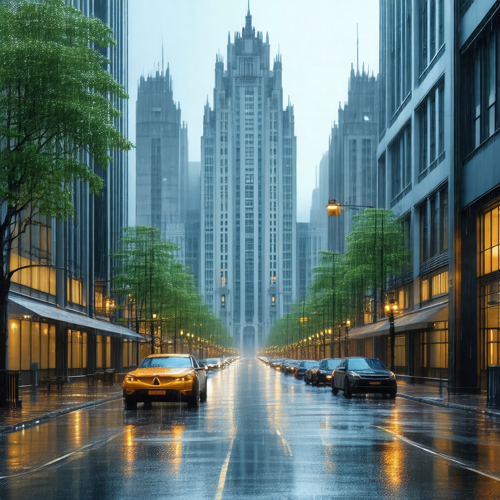 City street with a long row of cars parked on the side of...
