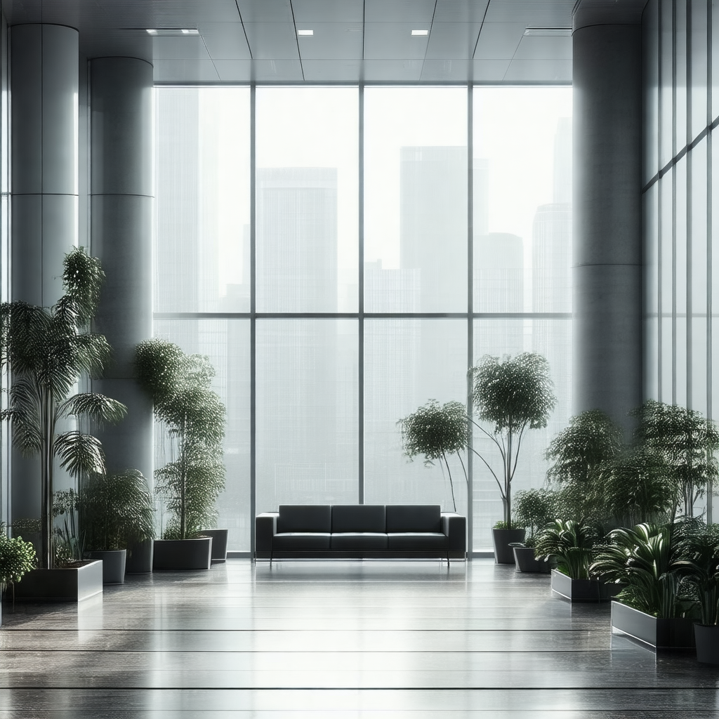 Large, modern building with a large window