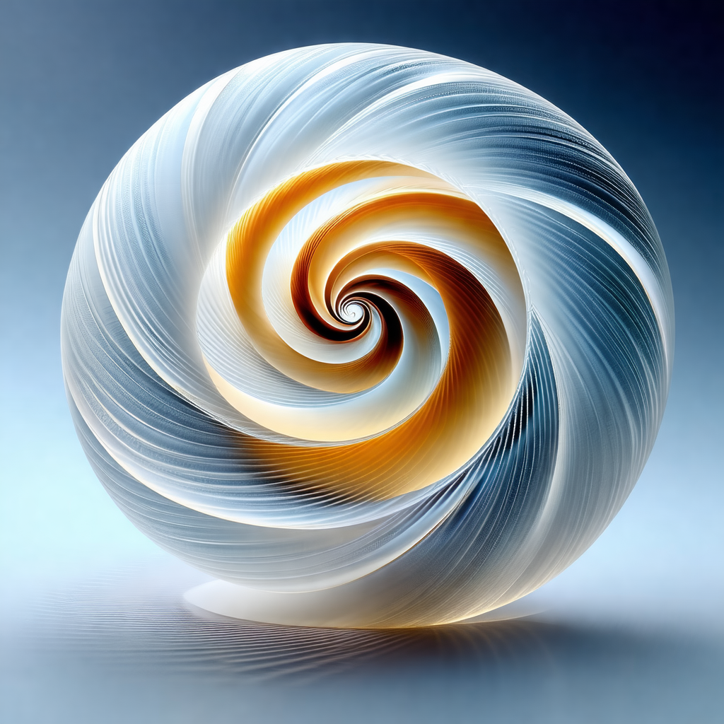 Large, white, spiral-shaped sculpture, possibly made of p...