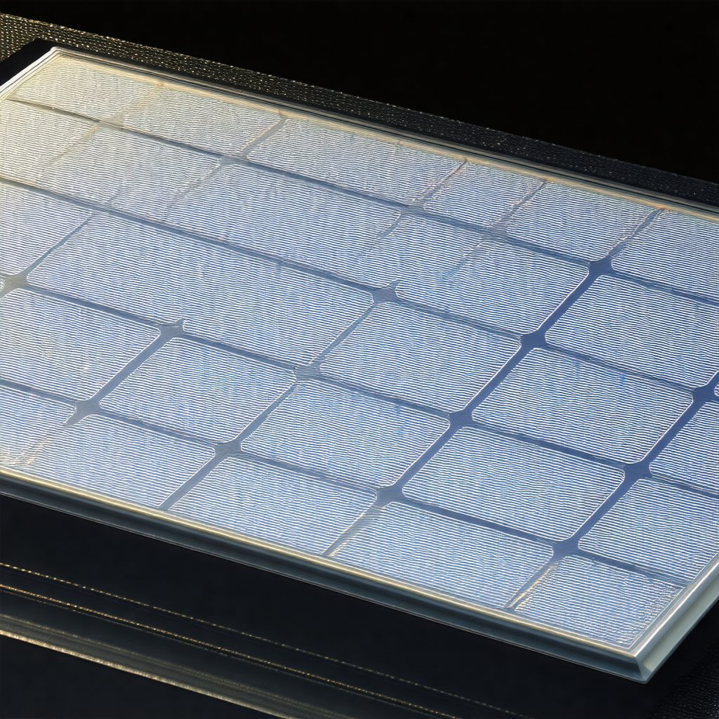 Square glass panel with a blue background