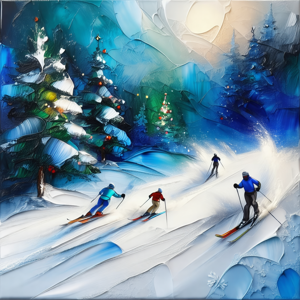 Group of people skiing down a snow-covered slope